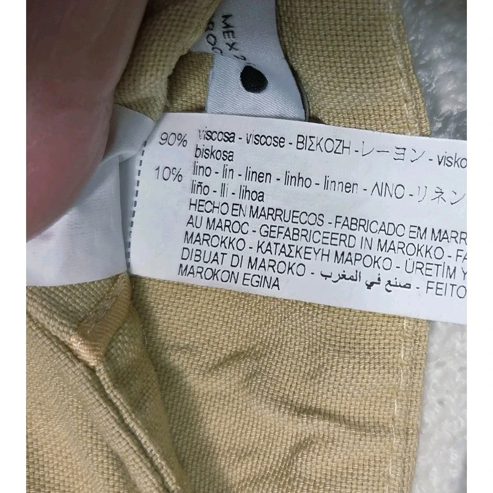 Zara Linen‎ Blend Wide Leg Pants Muted Yellow Neutral High Rise Size S